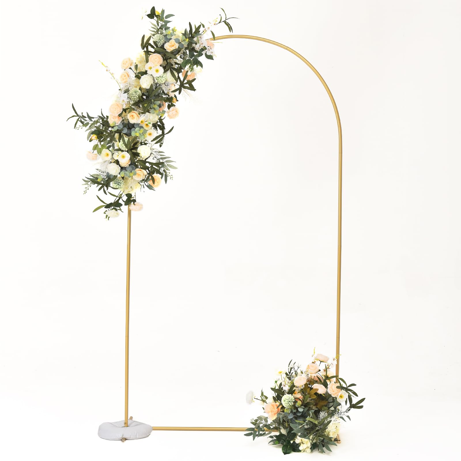 Vincidern 7.2 ft Wedding Arch Frame Backdrop Stand for Party, Balloon Arch Stand for Baby Showers, Birthday Party, Gold Metal Arch Backdrop Stand for Ceremony, Anniversary (With Water Base)