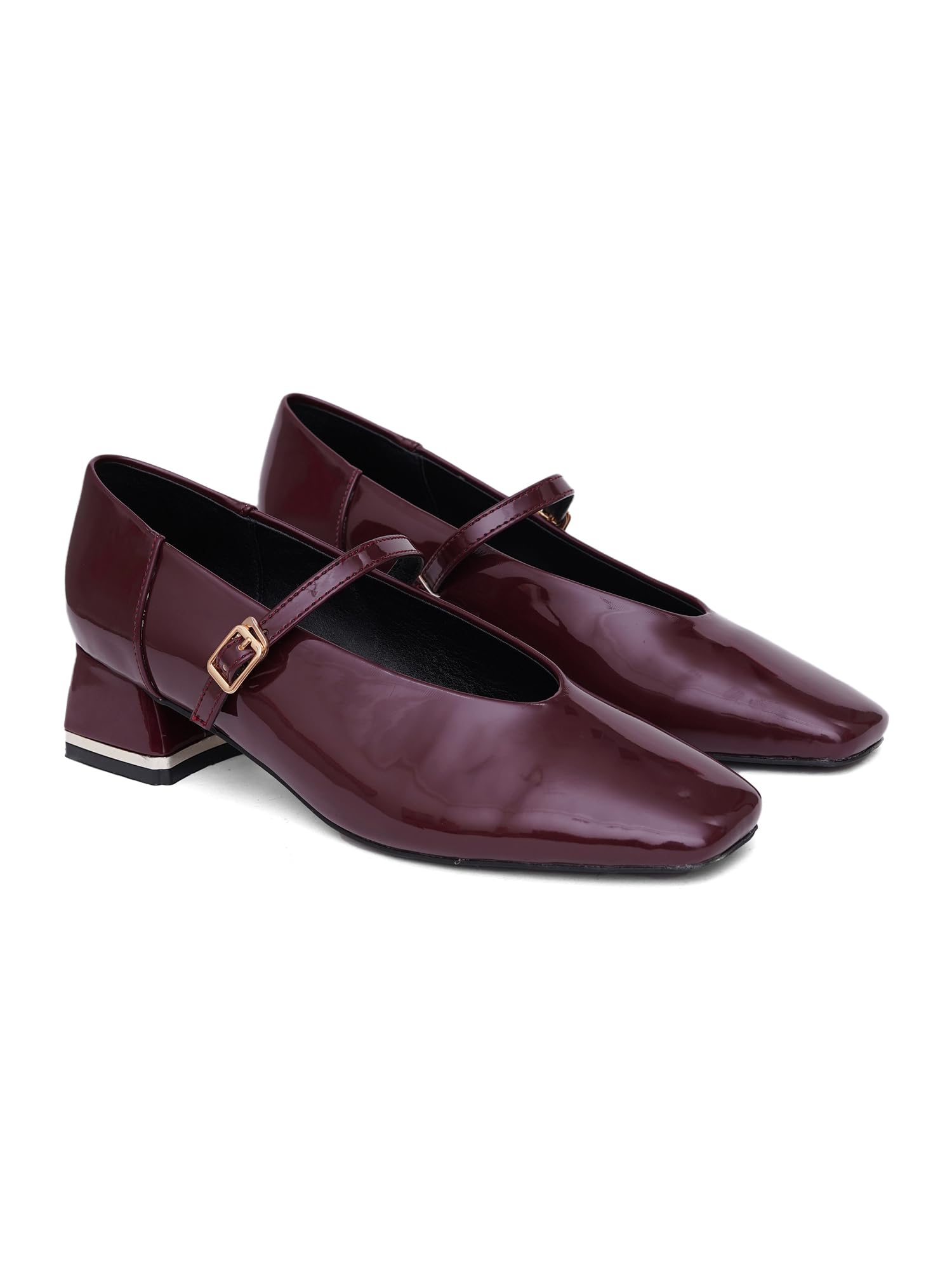 womens Xenvyn Mary Jane Block Heels for Women & Girls | Single Buckle Strap | Square Toe | Comfortable Chunky Heel Formal Casual Office Footwear-image-38