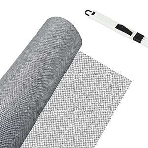 Rouleau Moustiquaire Fibre de Verre Porte Fenetre 1.2 x 2.5m Grillage pour Moustiquaire Coupable Rouleau Toile Moustiquaire Gris Maille d’Écran de Fenêtre avec Brosse de Nettoyage pour