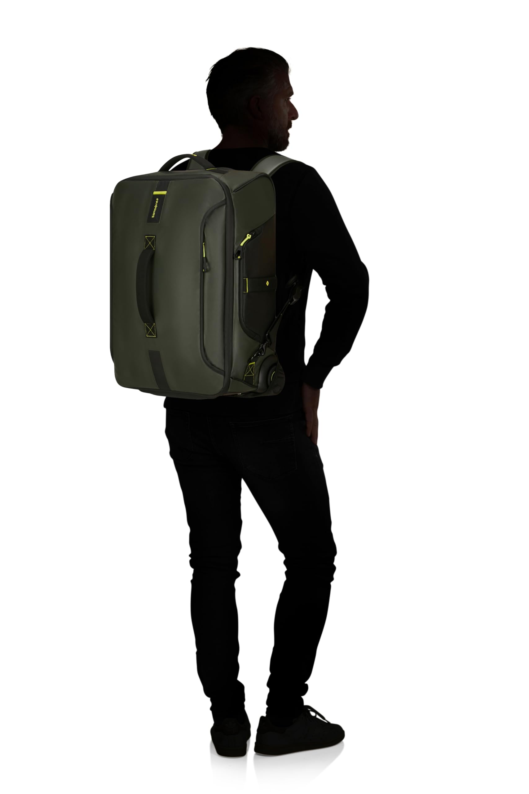 Samsonite Paradiver Light - Bolsa de Viaje con Ruedas y Función Mochila (55 cm), Small, Equipaje de Mano, Repelente al Agua, Ligero, 51L, Verde (Jungle Green)