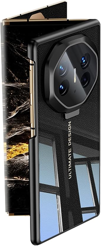 Clear Case for Huawei Mate XT, Full Camera Lens Protection Kickstand Case Luxury Plating Transparent Anti-Yellowing Back Cover for Mate XT,Black