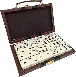 Dominó Profissional De Osso 28 Peças Com Maleta Luxo Couro