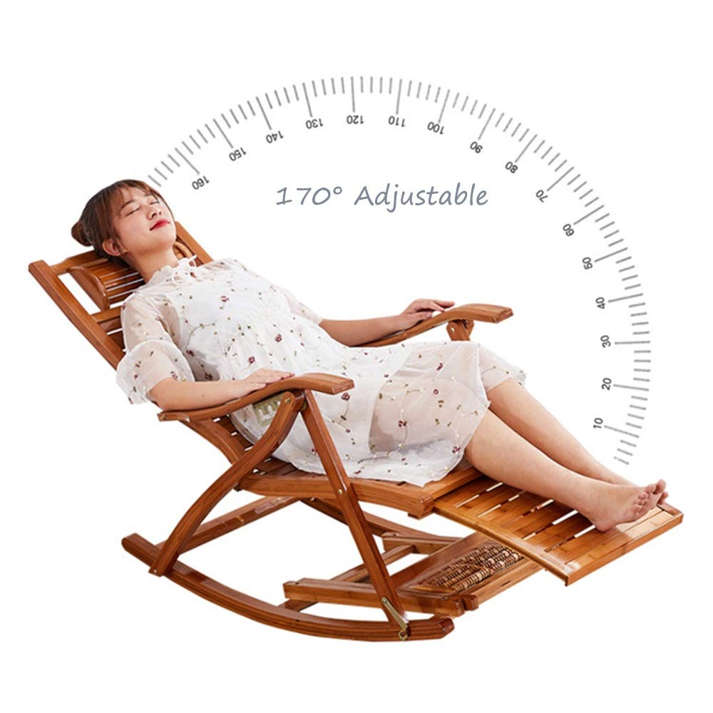Amazon｜竹製ロッキングチェア 5つの位置に調節可能 折りたたみ