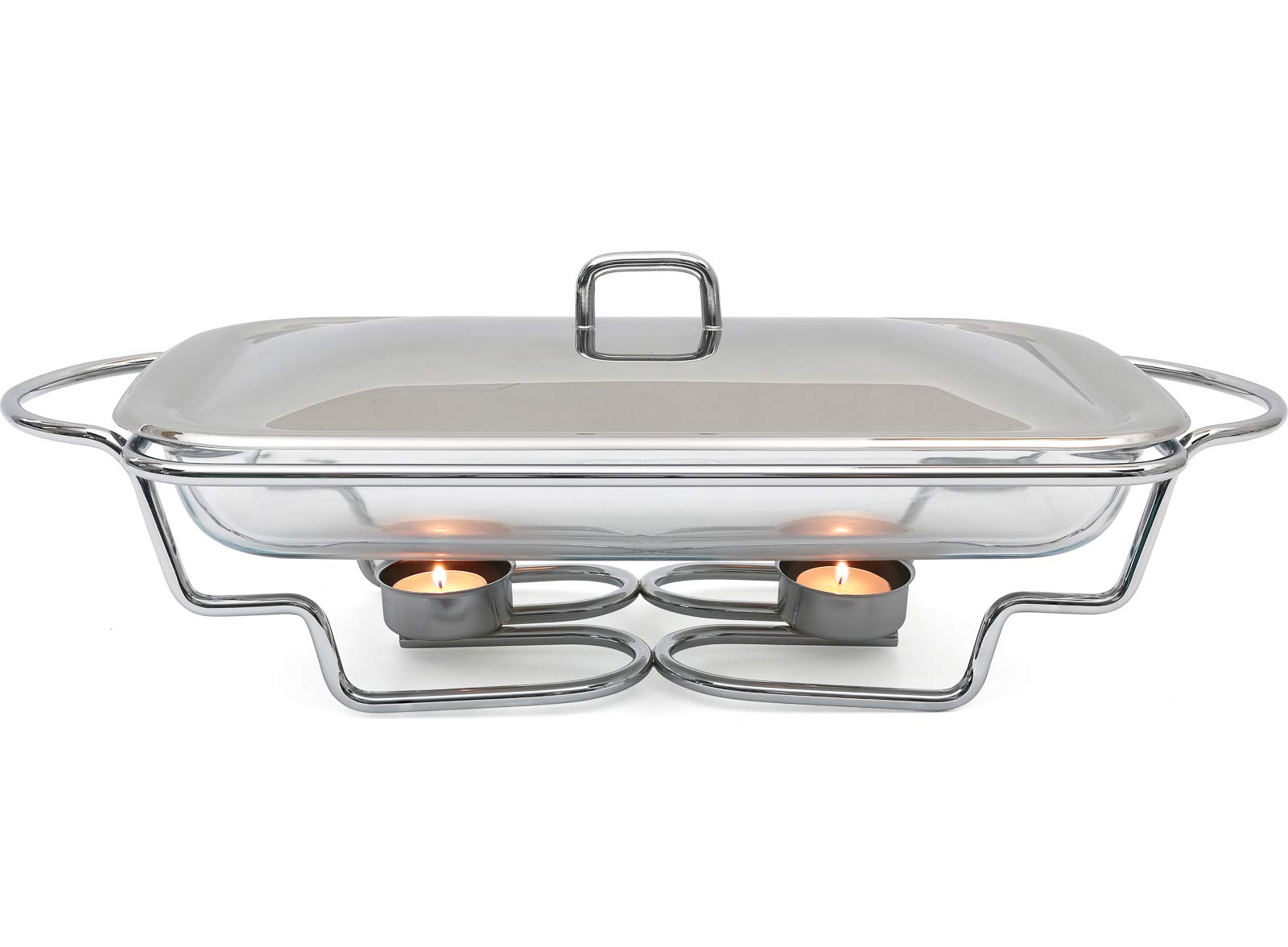 Galashield Chafing Dishes Buffet Food Warmer with Lid Stainless Steel and Oven Safe Glass Warming Tray Dish (3-Quart)