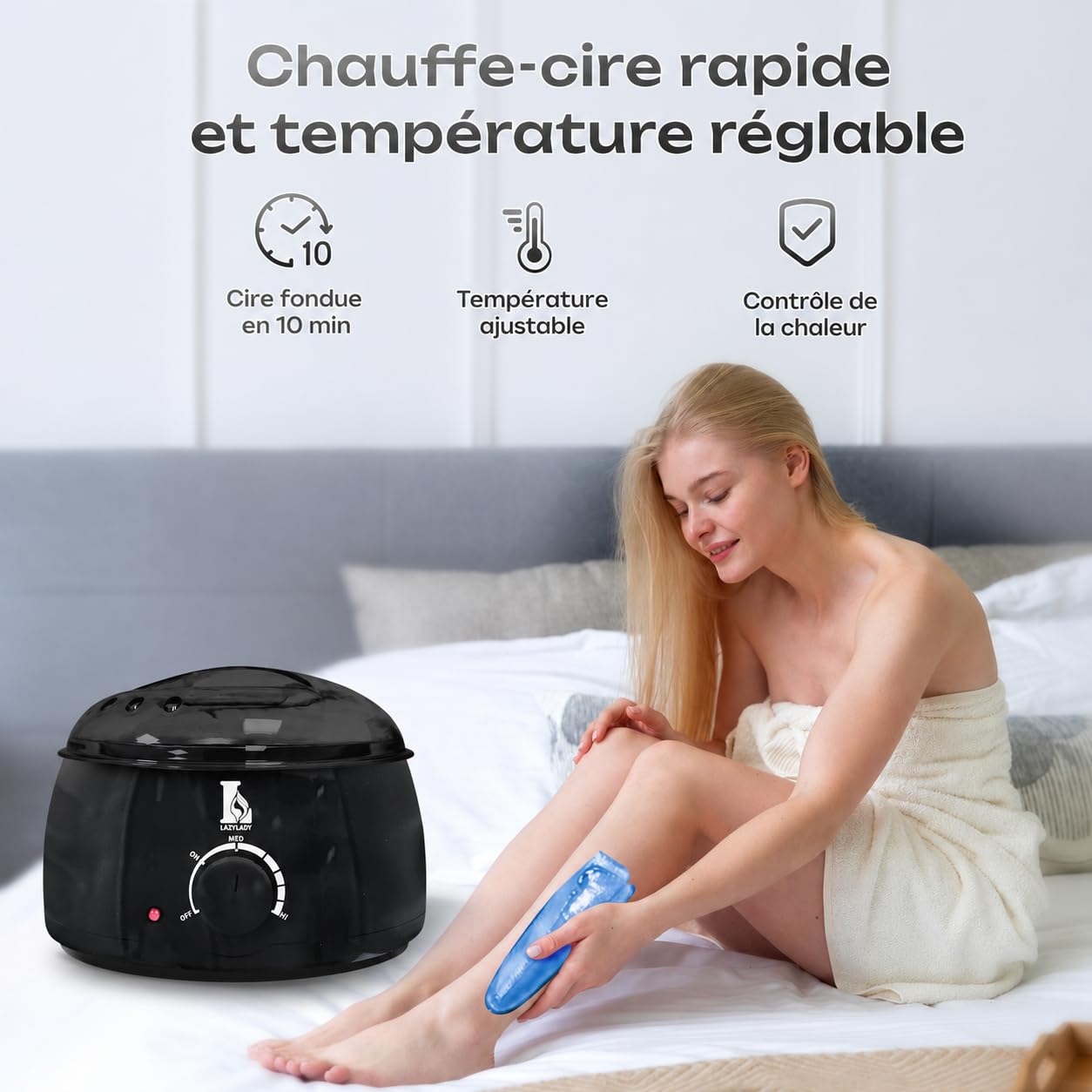 Chauffe Cire Épilation à la Maison, Appareil à Cire Chaude avec Température Réglable, Machine à Cire Compacte pour Visage, Petites Zones, Jambes, Aisselles et Maillot(noir)