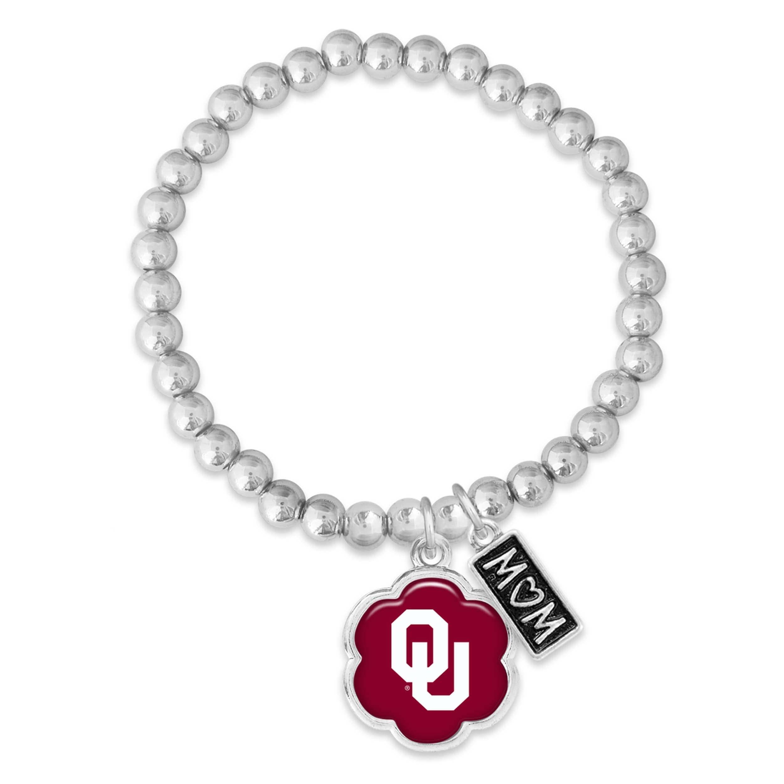 From the Heart Enterprises Oklahoma Sooners Hazel Mom Charm Bead Stretch Bracelet Jewelry Gift OU