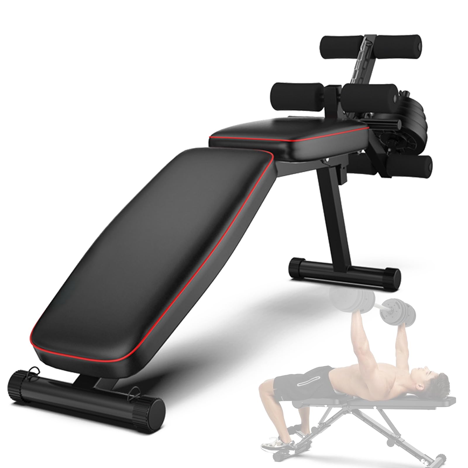 Panca Palestra Multifunzione, 7 in 1 Panca Pesi Regolabile,Panca Addominali, Panca Piana Pieghevole Fitness Adatto Per Casa E Palestra, 440 Lb Capacità Di Peso Black,162cm