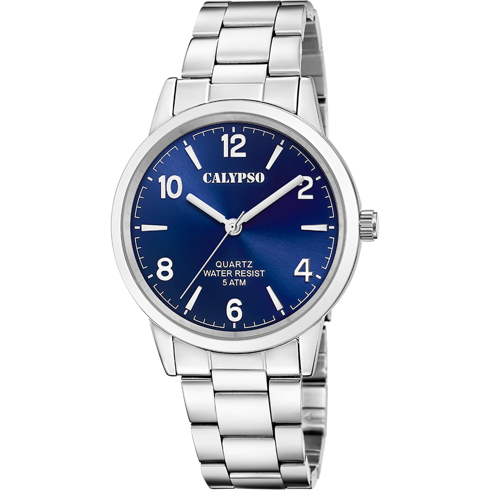 CALYPSO Reloj Hombre Analógico de Acero Inoxidable 316l Plateado - Movimiento de Cuarzo - Cristal Mineral de Alta Resistencia - Resistente al Agua 5 ATM K5858/​3 Basic