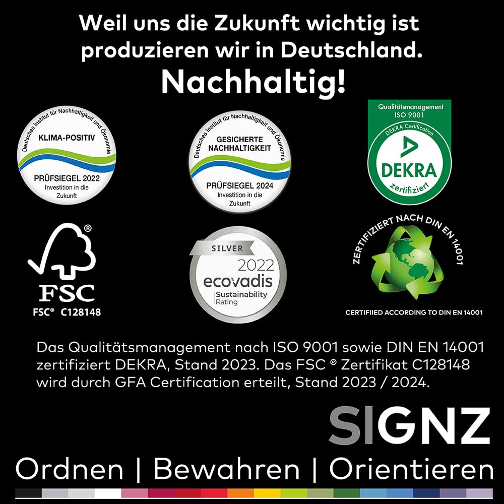 SIGNZ Koszulki na dokumenty (DIN A4, mocne 80 my), 100 sztuk, przezroczyste, neutralne pod względem emisji CO2, wyprodukowane w Niemczech