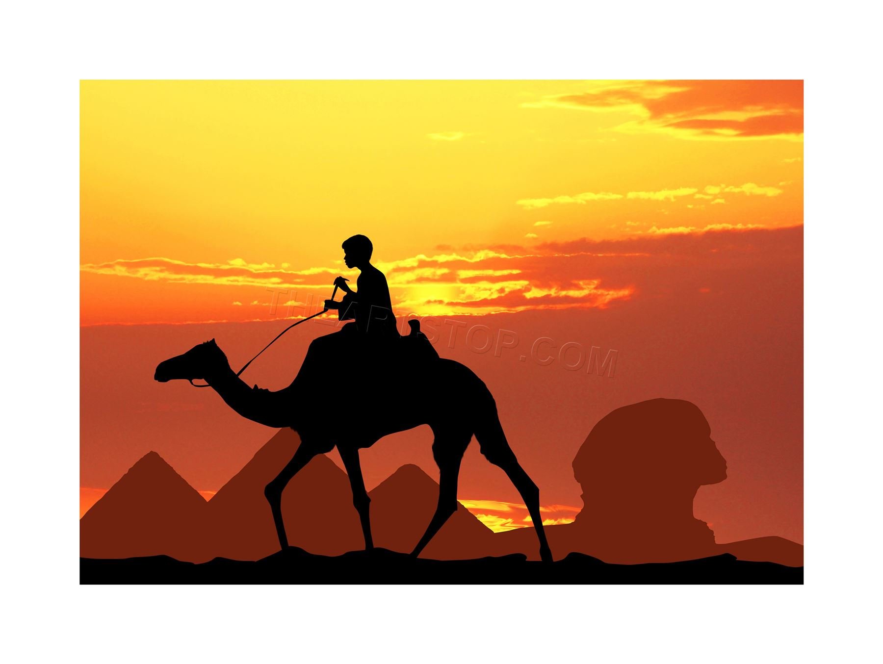 Wee Blue Coo Photo Mock Up Silhouette Sunset Egyptian Camel Wall Art Print