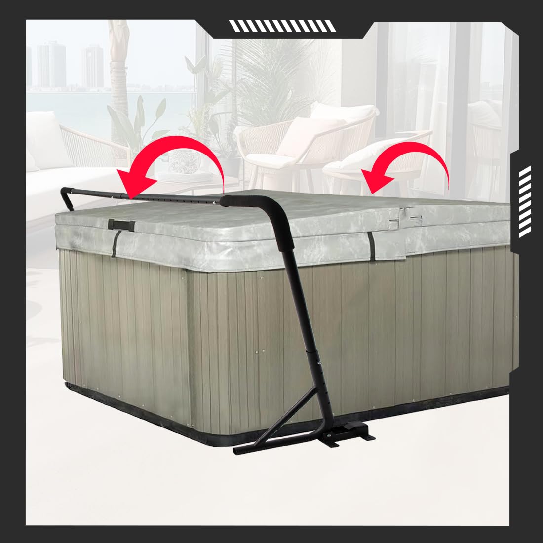 Whirlpool Deckelheber Abdeckungslifter,Abdeckungsheber,Abdeckung Lifter,Cover Lifter für Whirlpool,Hebevorrichtung für Whirlpoolabdeckung,Höhenverstellbarer Bereich 78-104cm