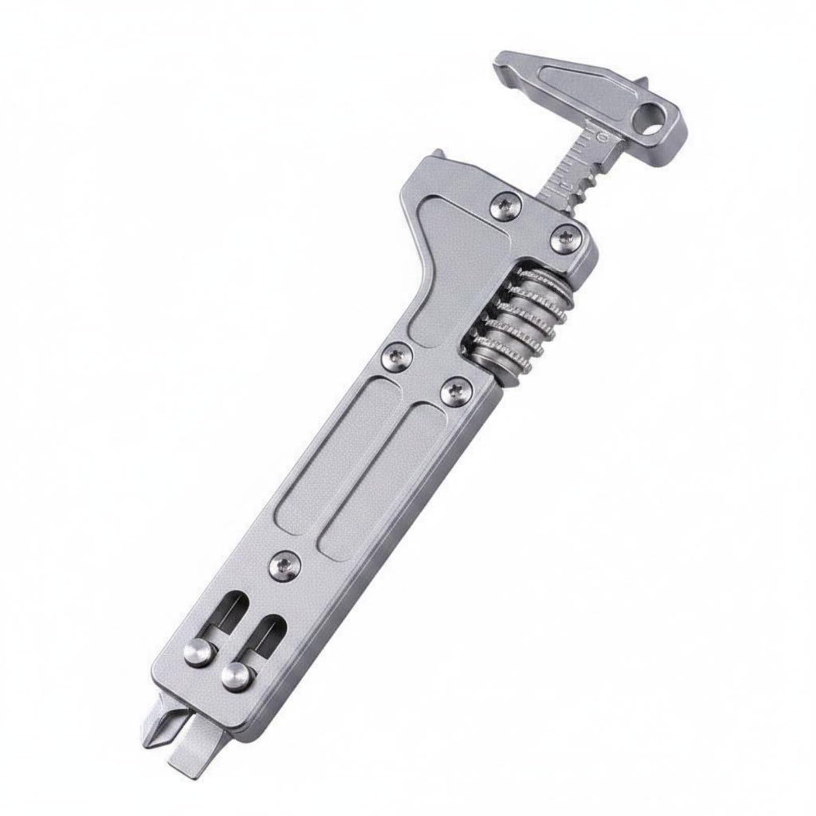 Window Breaker Titanium Alloy Multi-Tool Lightweight Adjustable Wrench Multi-Tool High Hardness Adjustable Wrench Multitool for Everyday Carry, Camping, Emergency, Model B Simple-image-38