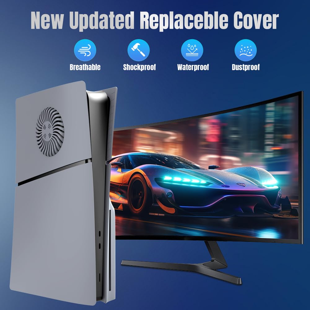 ABS Hard Shell Faceplate con sfiato di raffreddamento per PS5 Slim Disc/Digital Console per SLIM caso di sostituzione