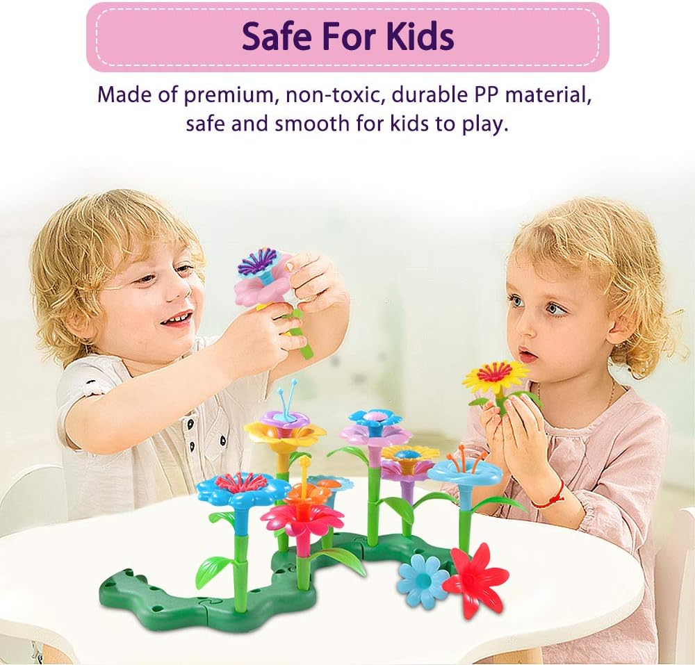 Acelane Girls Toys Flower Garden Building Toys for Age 3-7 Educational Stem Toys Pretend Play Gardening Flowers Stacking Learning Games Birthday Christmas Party Toddlers Boys Kids : Toys & Games