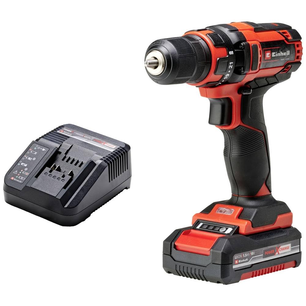 Einhell Akkuschrauber TC-CD 18/35 Li Kit Power X-Change (Li-Ion, 18 V, 550 min.-1, 35 Nm, 10 mm Bohrfutter, inkl. 1,5 Ah PXC-Akku und Ladegerät, Aufbewahrungskarton)