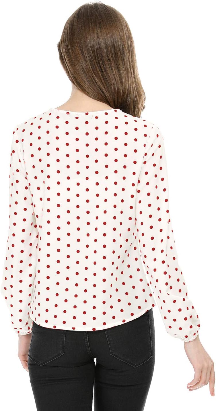 Allegra K Women's Vintage Ruffle Neck Chiffon Printed Top Halloween Long Sleeve Casual Office Blouse - Image 5