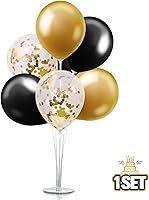 Vista 274 de Juego de decoraciones para fiesta de cumpleaños número 16, serpentinas moradas con soporte de globo de mesa morado, decoraciones de fiesta