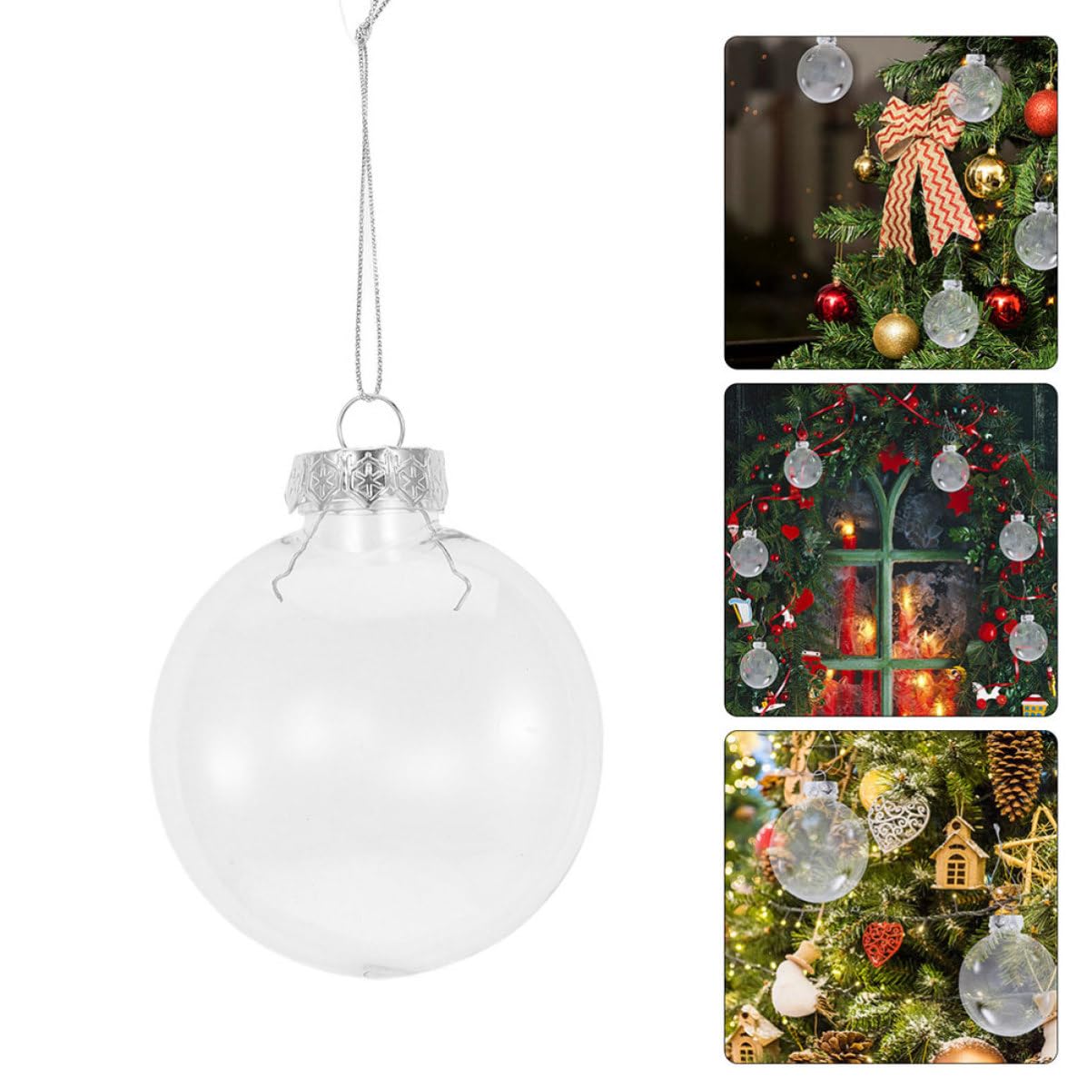 SHINEOFI 48 Piezas Bola de Navidad Transparente Rellenable Pet, Adorno