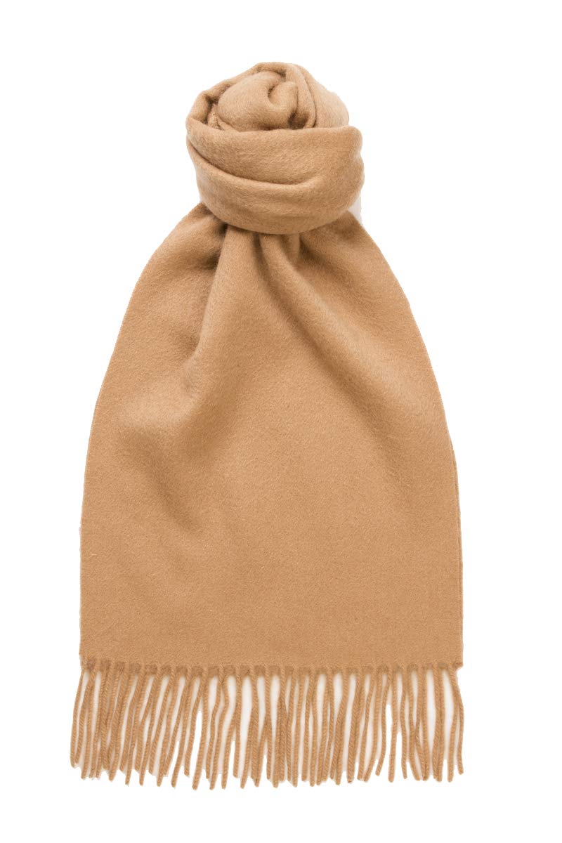 Glen Isla100% Cashmere Scarf Plain Camel Beige - Made In Scotland