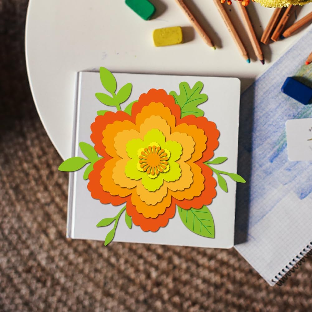 MAYJOYDIY 3D Flower Metal Die Cuts Petal Leaves Die Cuts Pistil Stamen Embossing Template Blooming Flowers Carbon Steel Stencils for Card Making Scrapbooking Album Handbook Gift Decoration image 3