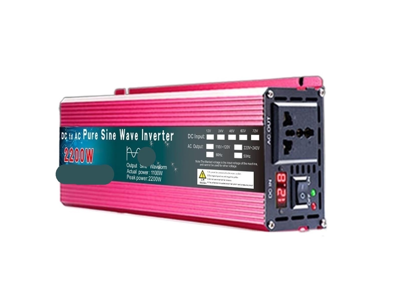 Falownik mocy Falownik 12V 220V 1000W 2000W 3000W DC 24V 48V 60V do AC czysta fala sinusoidalna przetwornica napięcia moc samochód mikro falownik DIY(2200W,12V)