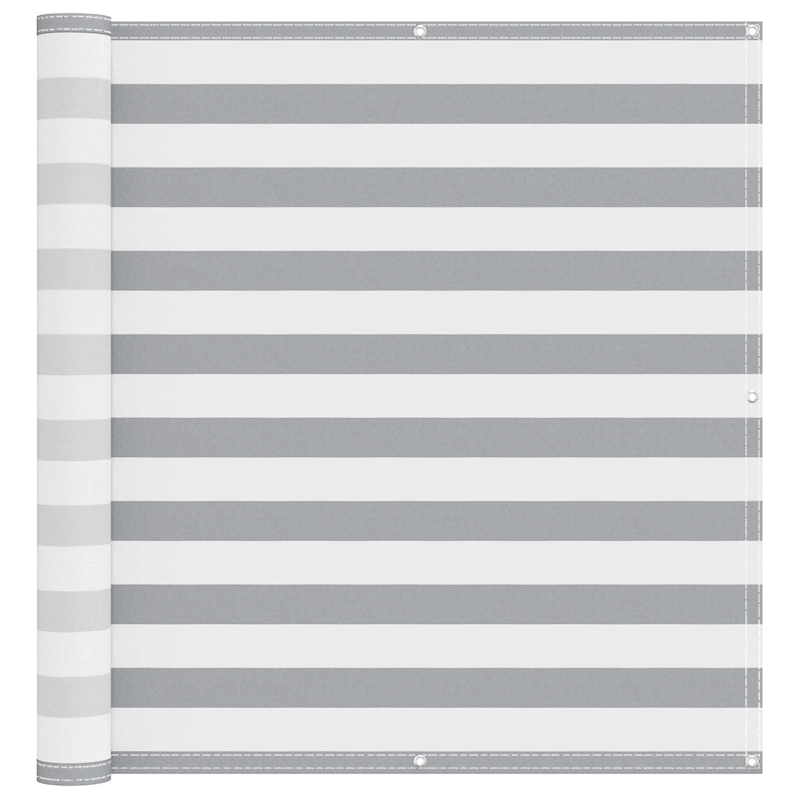 vidaXL Balcony Screen Light Grey and White 120 x 500 cm, Balcony Shade Solution, Modern Striped Umbrella, UV-Resistant, Water-Resistant, Durable Terrace Sun Cover for Outdoor Spaces