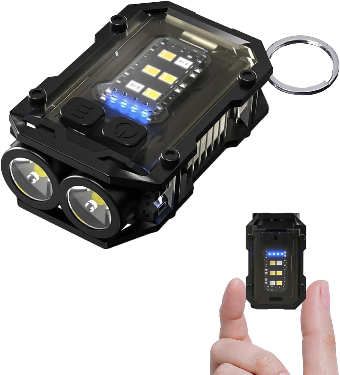 WARSUN Mini LED Flashlight Rechargeable Keychain Torch Light with Clip Headlight for Outdoor Camping Hiking Emergency