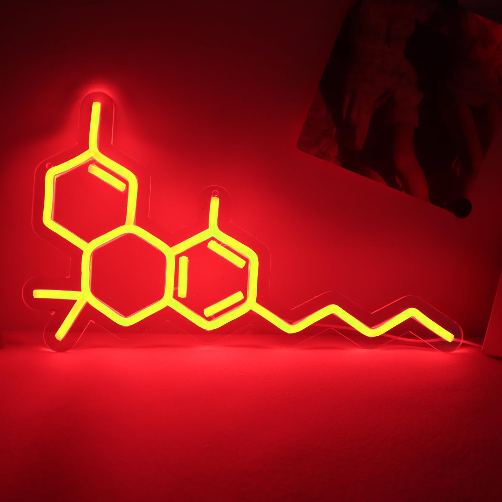 Smoke Shop Neon Sign about Molecular Structure for Store or Bar Advertising,Smoking Lounge Decor,Easy Hanging,5V USB Powered.16 * 9.5inches.
