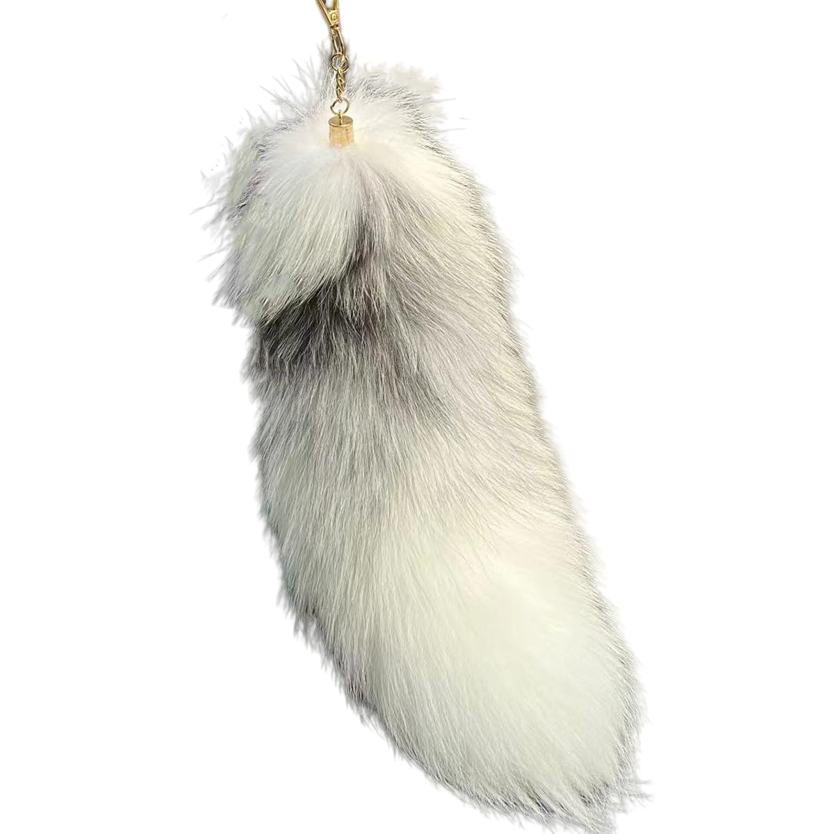 kimprinsj Fox Tail Keychain 40cm Fox Tail Keyring Shaggy Faux Fur Tail Decoration Pendant Party Costume Furry Tails Cute Fox Animal Tail Keychain Handbag Tassel Ring Key Chain (white)
