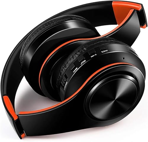 Jinxuny Cuffia Bluetooth Pieghevole Pieghevole Bluetooth Stereo Senza Fili Cuffia Stereo Impermeabile Compatibile con iPhone Samsung Phone  Color Orange Black 