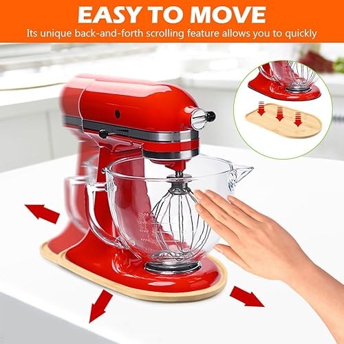 Miniatura 5 de Alfombrilla deslizante de bambú para cocina, compatible con ayuda de cocina, KitchenAids de 4.5 a 5 cuartos de galón, alfombrilla deslizante de