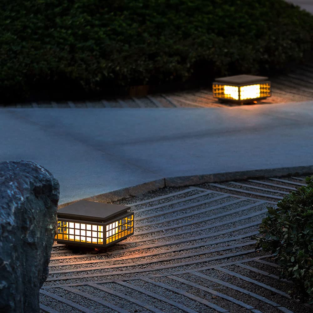 Lampada da cortile Luci da esterno Lampada da esterno a colonna Cubo Impermeabile IP54 Lampada a colonna Lampada da palo a LED in acciaio inossidabile Giardino Villa Corridoio Patio Recinzione Lampada