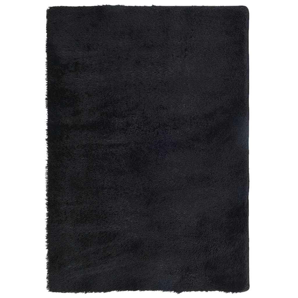 Tapis Shaggy à Poils Longs Pour Une Chambre Cosy Et Douillette Salon Noir Rectangulaire NAVARRA
