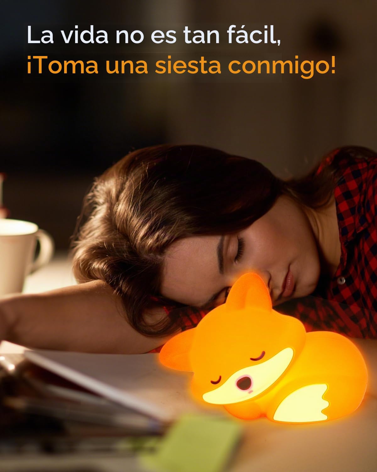 Amaredom - Lámpara Infantil Zorro de Silicona Suave, Luz Nocturna Bebé con Brillo Regulable y Apagado Automático 20 min, Regalo Único y Juguete Adorable por los Niños