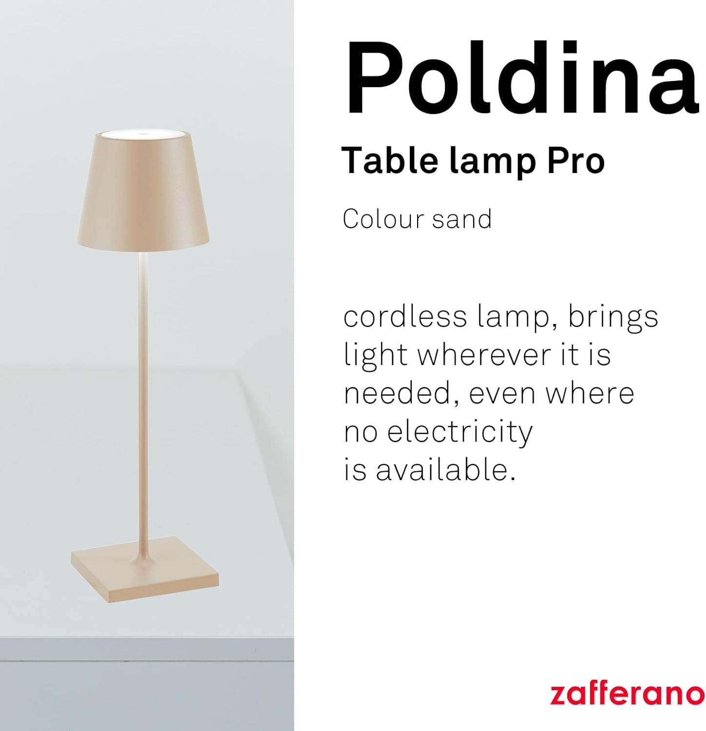 Zafferano, Poldina Pro Lamp, Rechargeable Cordless Table Lamp with Touch Controls, Suitable for Interior and Outdoor Dimmer - Image 2
