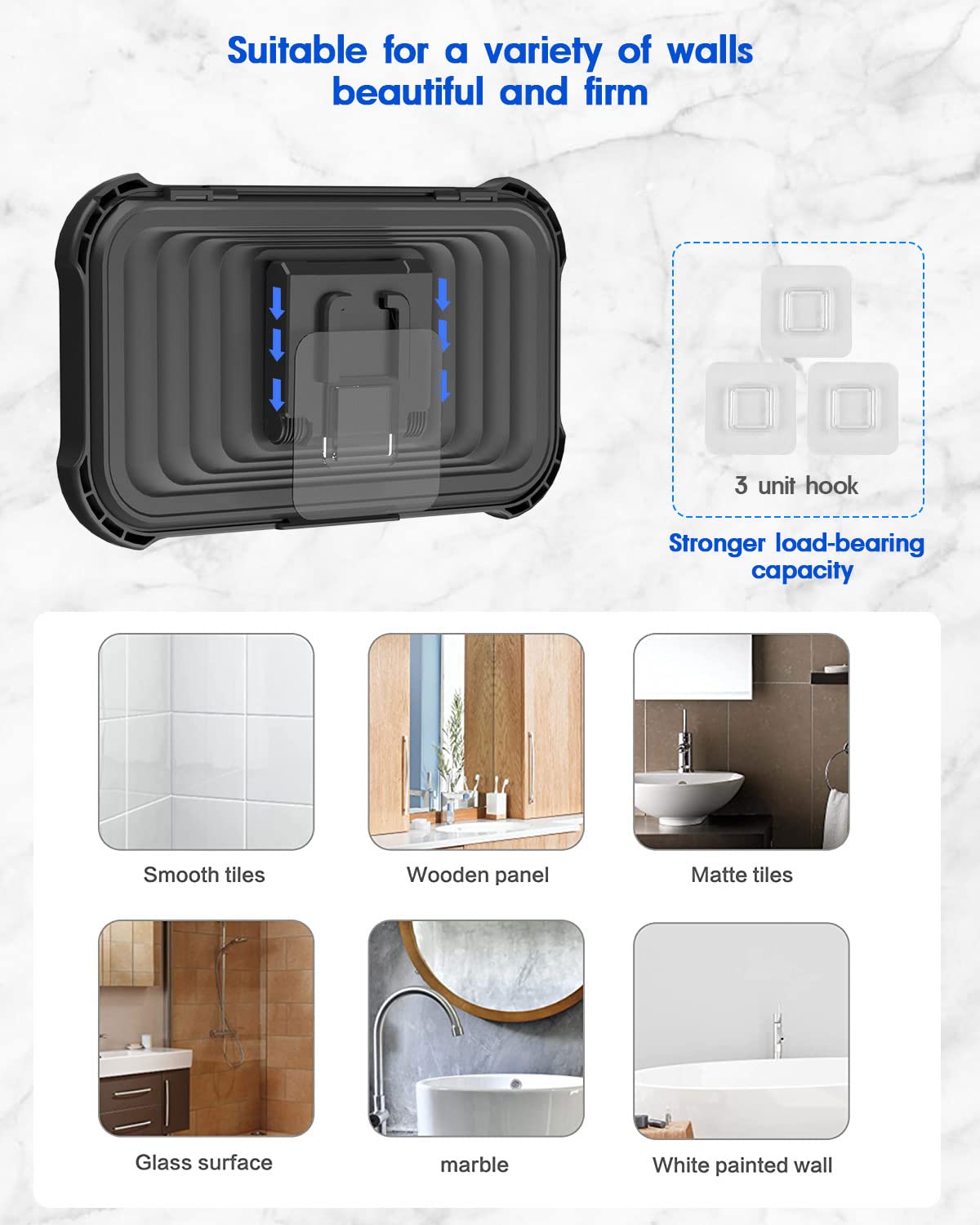 Mistriddle Waterproof Shower Phone Holder with 360° Rotation, Angle Adjustable, Wall Mounted Phone Holder for Bathroom Mirror Bathtub Kitchen, Up to 6.8 Inch (Black): Black Up to 6.8 Inch