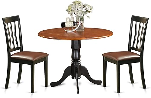 Miniatura 10 de East West Furniture DLAN5-BLK-LC - Juego de mesa de comedor de 5 piezas para 4 personas, incluye una mesa de cocina redonda con gotas y 4 sillas