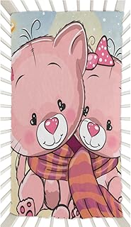 Merry Christmas Bear Crib Sheets for Boys, Girls Machine Washable Soft Cozy Microfiber Fitted Crib Sheet for Standard Crib and Toddler Mattresses Boys Girls 28x52 Inch