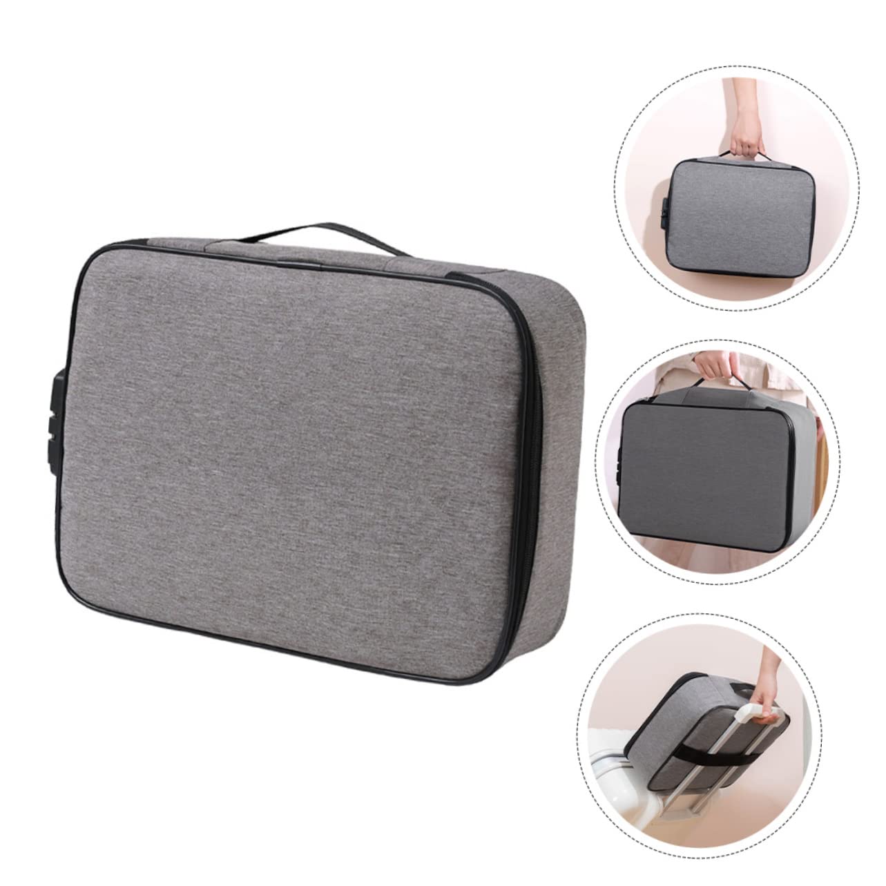 Scatola Portadocumenti Serratura a Combinazione, Borsa Portadocumenti Multistrato Grigia, Organizer per Archiviazione Casa e Ufficio, Portatile e Sicura per Viaggi e Documenti