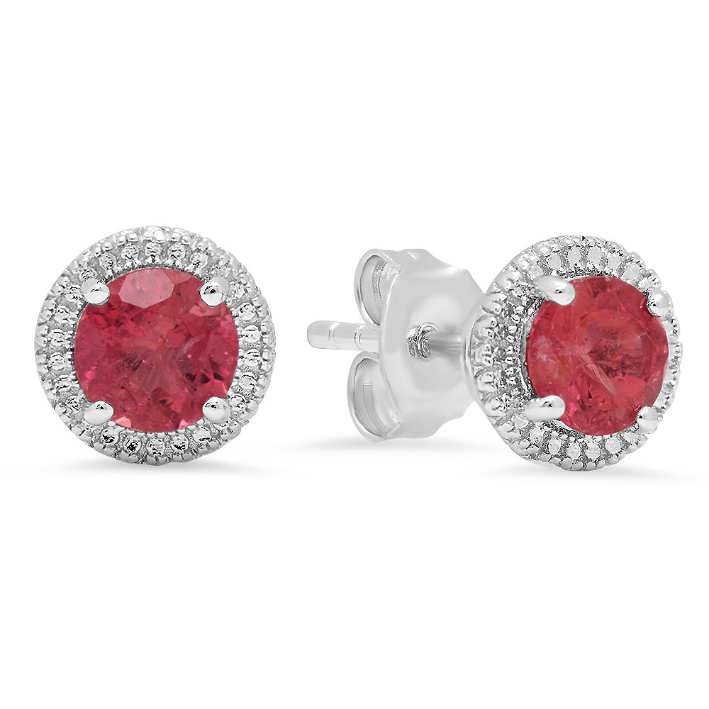 Dazzlingrock Collection Sterling Silver Round Pink Tourmaline Ladies Stud Earrings Stone, Size 5mm