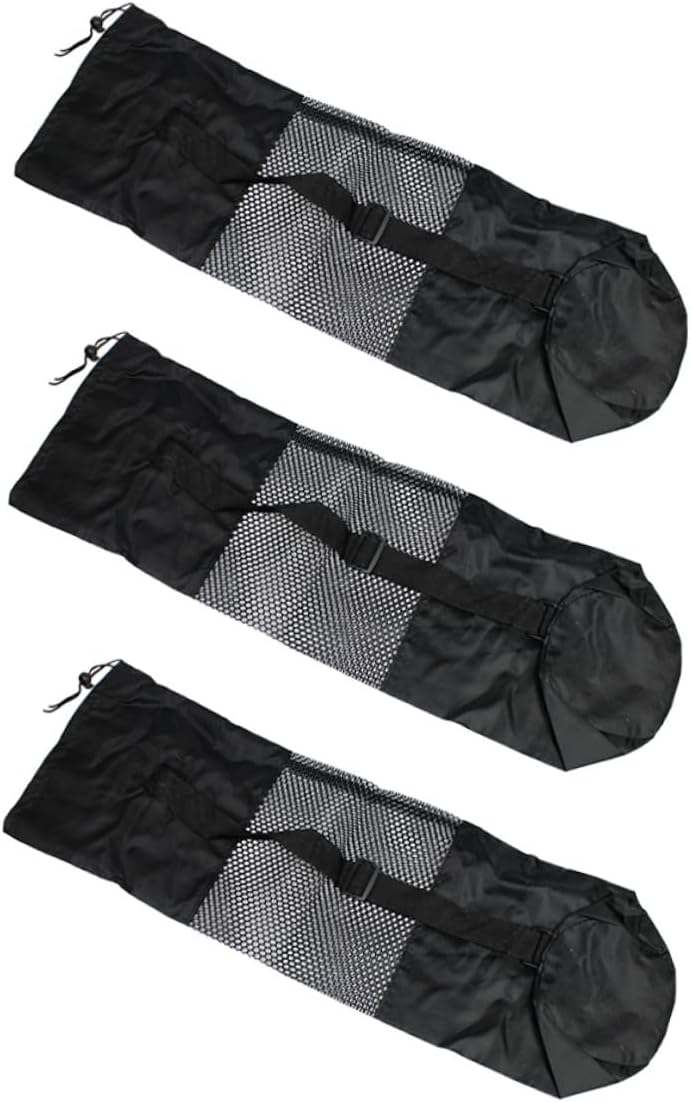 3Pcs Yoga Mat Storage Bags Lightweight Mesh Pouches with Shoulder Straps for Yoga Cushion Carrying Gym Sports Travel Camping