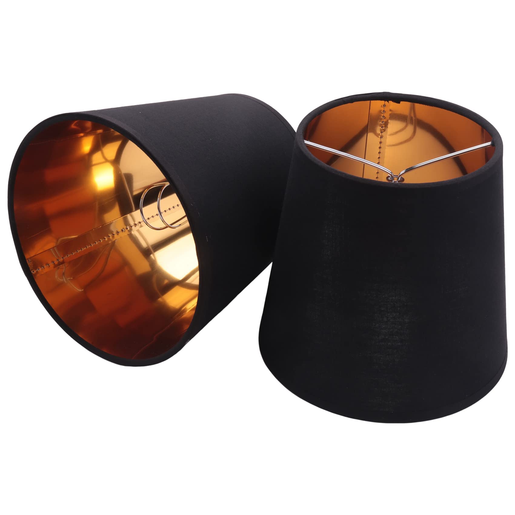 Pvcqjkd Black Lamp Shades with Gold Lining Clip on Light Shades Candle Chandelier Lampshades, Set of 6, Black& Inner Gold - Image 2