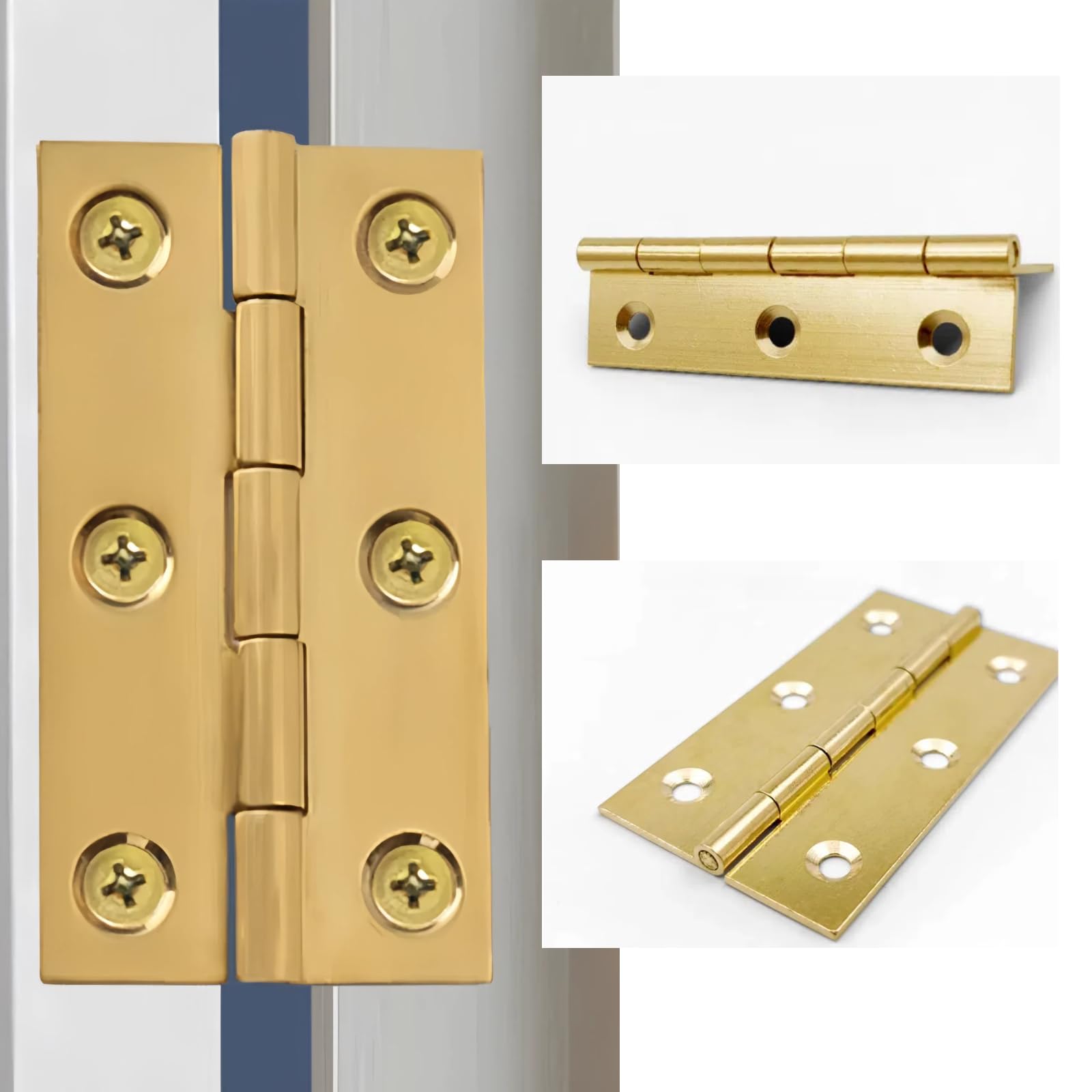 Globellapro Brass Door Hinges, 4 Pcs, 2.5 Inch Heavy Duty, Folding, for Doors Windows, Drawers, 2.5inch - Image 4