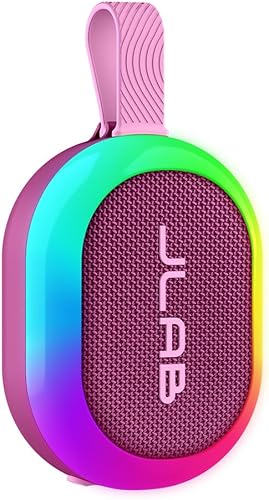 JLab Altavoz Bluetooth portátil Pop Party, mora, más de 8 horas de reproducción, impermeabilización IP55, mango de bucle desmontable, iluminación