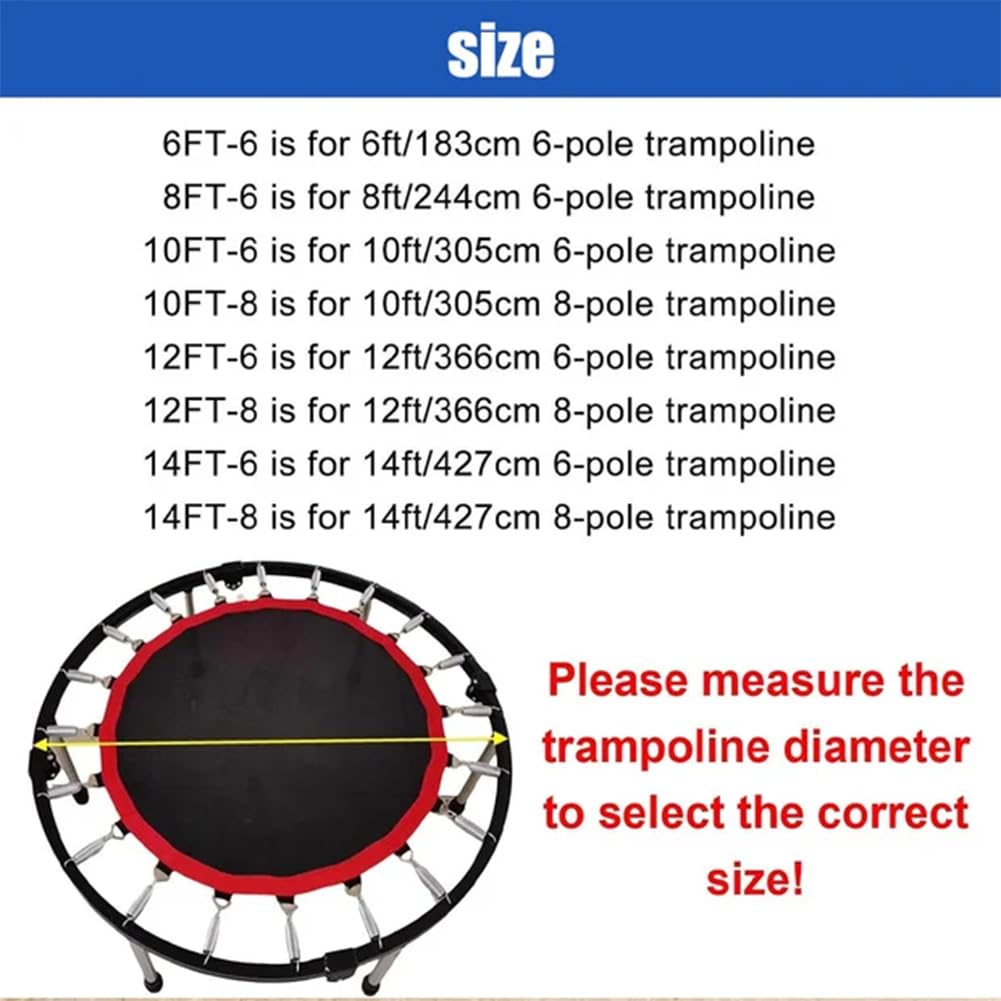 2026 Upgraded Trampolin Sonnenschutz, 183/244/305/366/427cm Trampolin-Schattenabdeckung, Trampolin Zelt for 6/8 Stangen, UV Resistant, Eva Zubehör