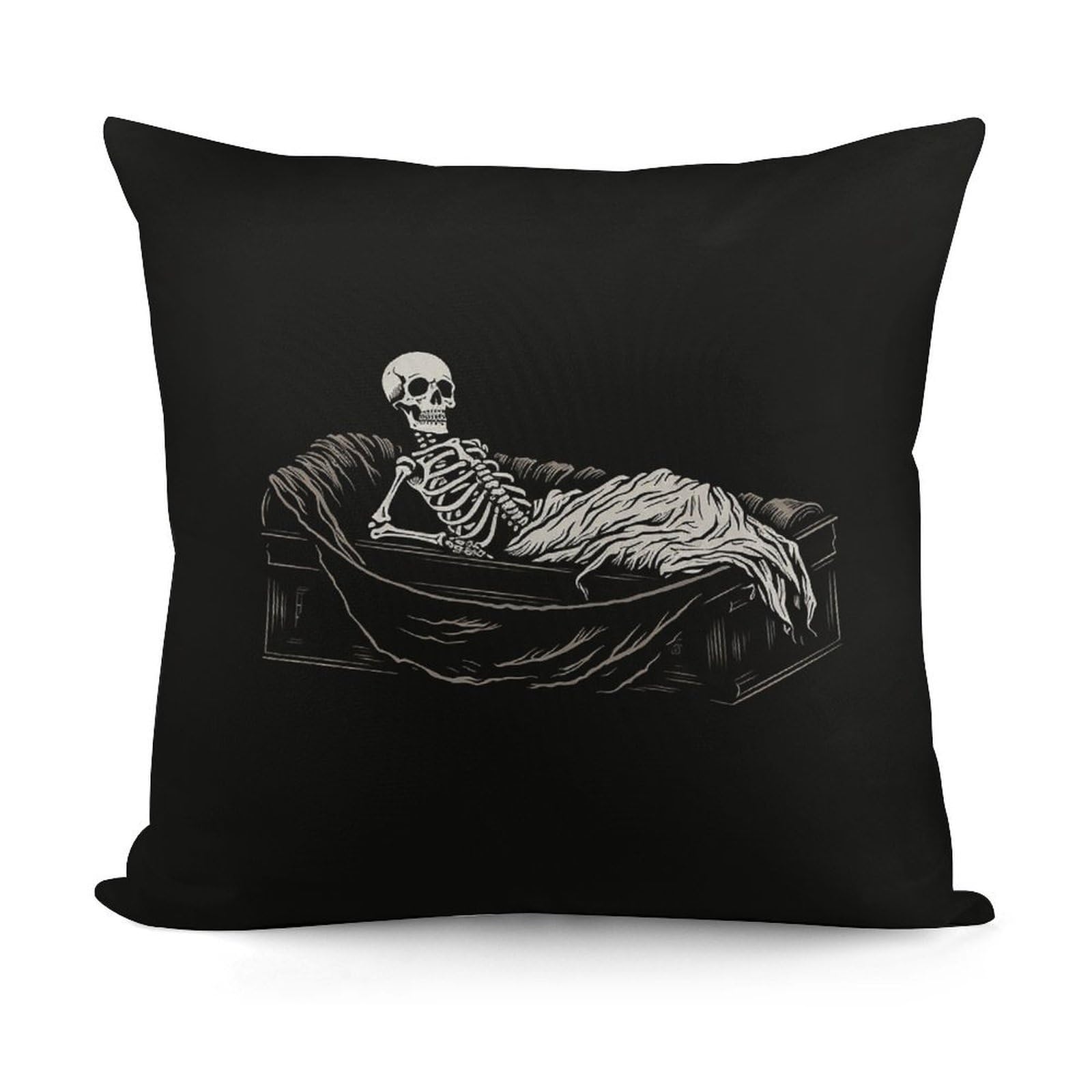 Adfgyerh Style Skeleton In The Coffin Decorative Pillow Covers, Throw Pillow Covers Soft For All Seasons, Pillowcases For Couch Living Room Sofa Bedroom 18X18 Inch