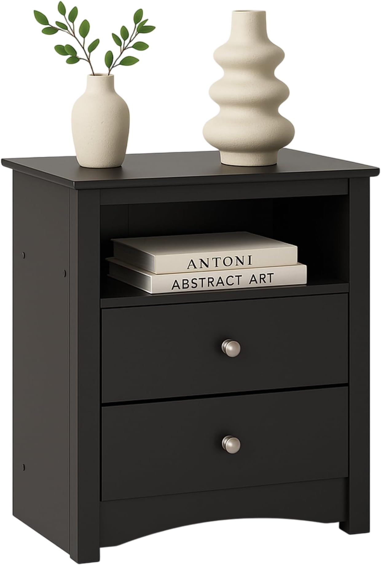 Prepac Sonoma Nightstand with Open Shelf, Black