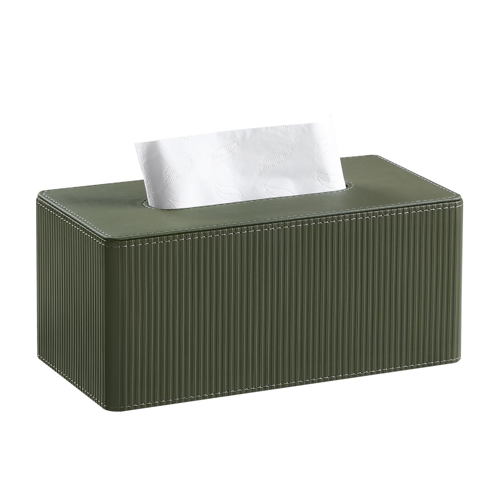 CIOIUGPIUK Leather Tissue Box Cover Rectangle with Magnetic Closure, Modern Tissue Box Holder for Bathroom NightStands Livingroom.(Green)