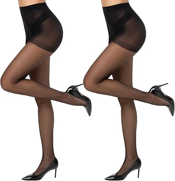 Yilanmy Run Resistant Control Top Pantyhose 15D Sheer High Waist Tights With Reinforced Toes