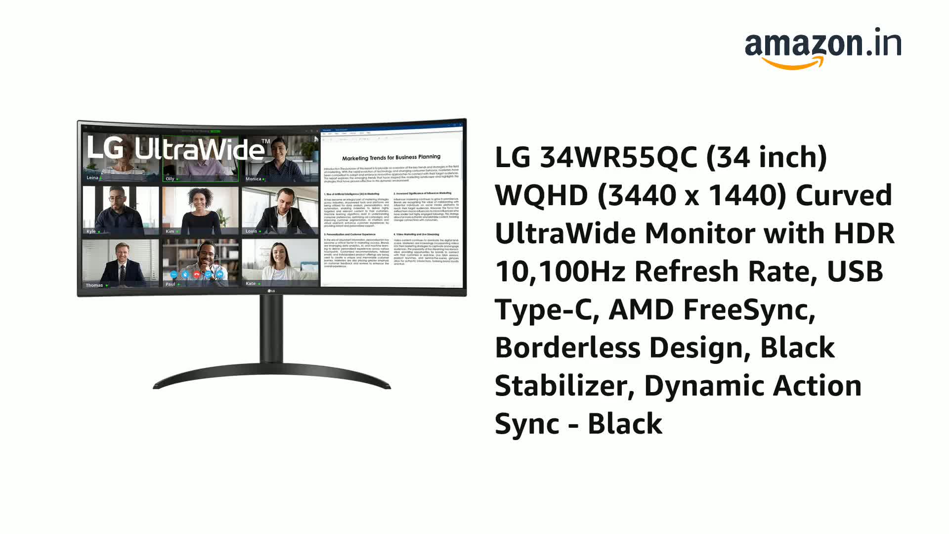 LG ウルトラワイドモニター 34WR55QC-B / 34インチ 34